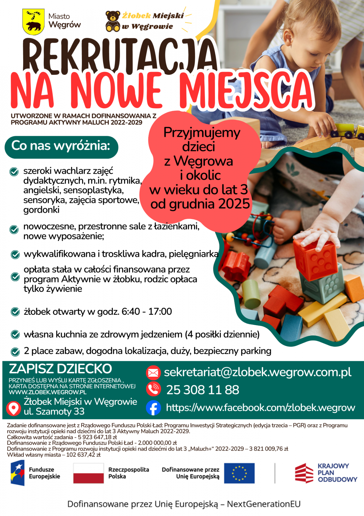 Rusza rekrutacja na nowe miejsca w żłobku!!!